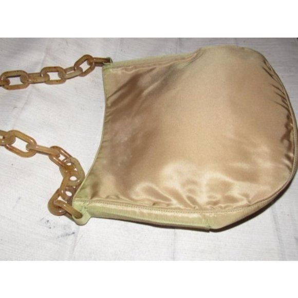 Prada Vintage Iridescent Gold Champagne Fabric With A Marbled Lucite Chain Strap - Picture 10 of 12